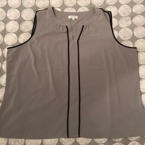 Grey with black detail sleeveless blouse NWOT